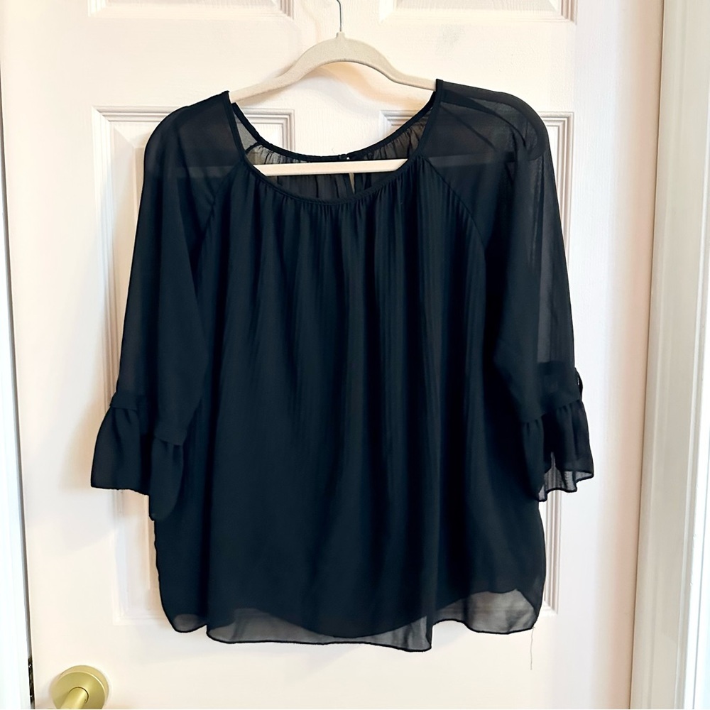 Black lightweight semi sheer top